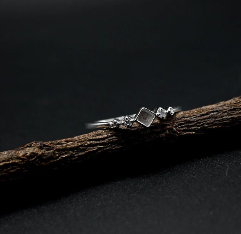 Thumbnail: Square Shape 925 Sterling Silver Square Bezel Ring DIY Studded With CZ Gemstone.