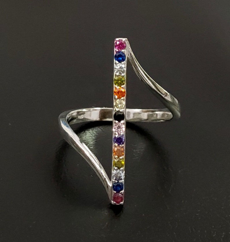 925 Sterling Silver Ring With Multi CZ Gemstone, Birthstone & Customized Ring