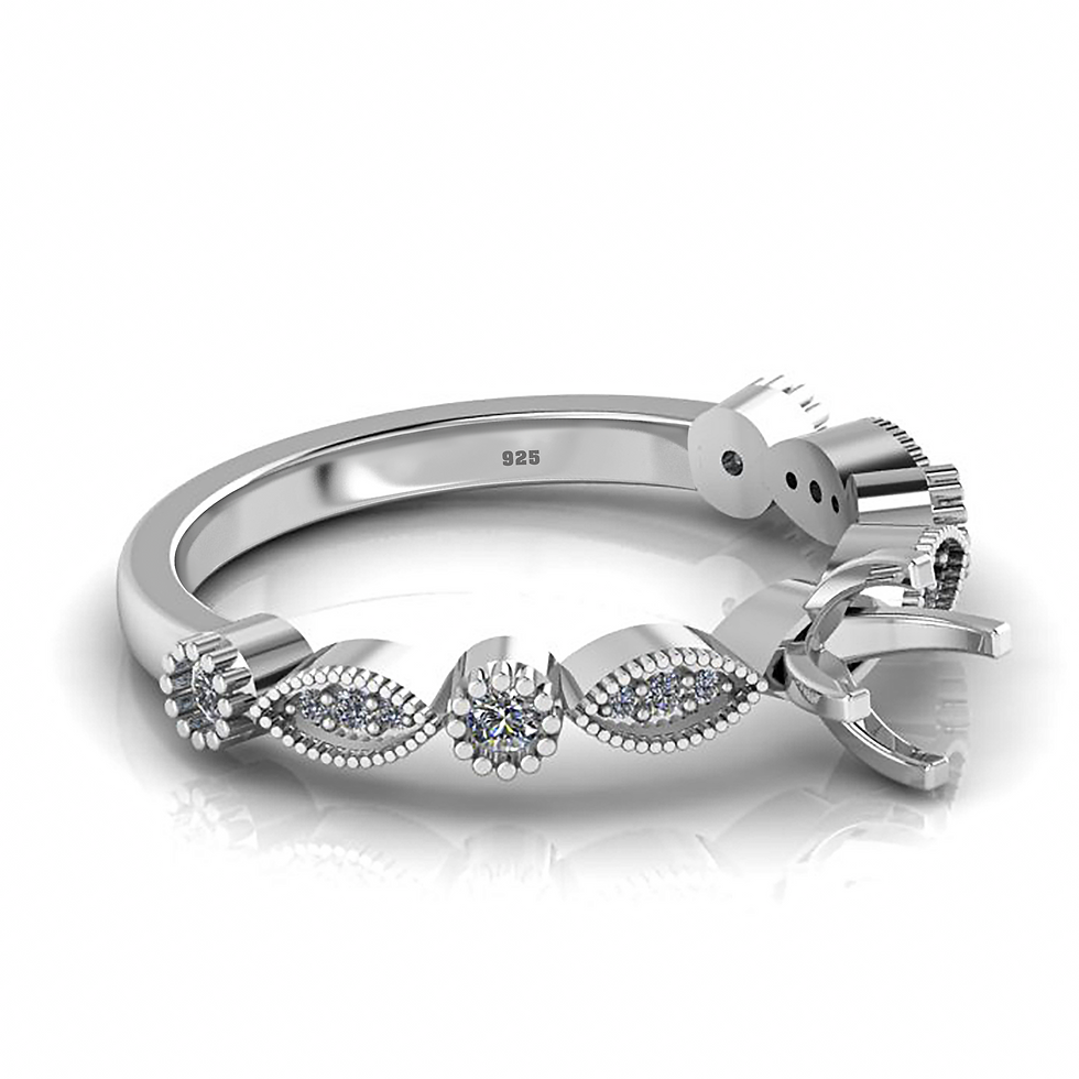 Thumbnail: 925 Sterling Silver Round 5 MM 4 Claw Engagement Ring With CZ, Keepsake Jewelry,