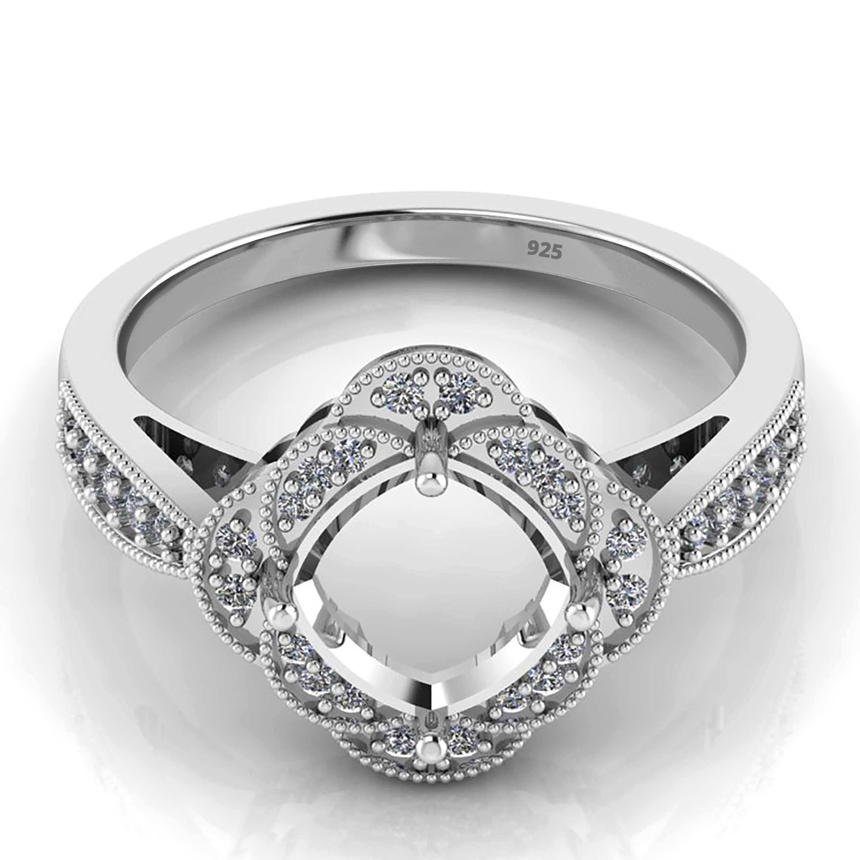 925 Sterling Silver Square Cushion Shape 8MM Bezel Ring With CZ Gemstone Setting