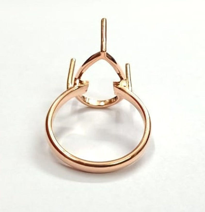 Thumbnail: Rose Gold Plated Over 925 Sterling Silver Prong Bezel Cup For Pear Ring Making