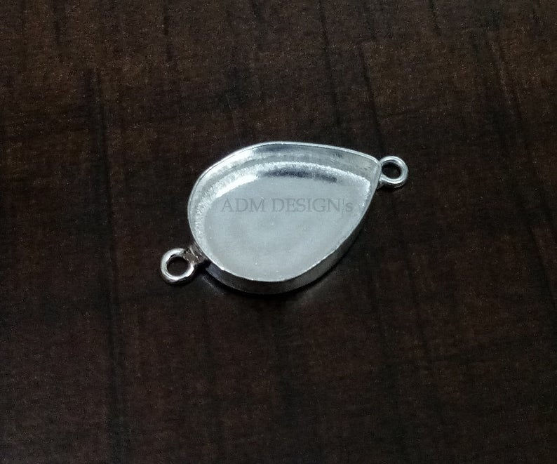 925 Sterling Pear Bezel Connector Setting for 6X4 mm,To 21X14 mm