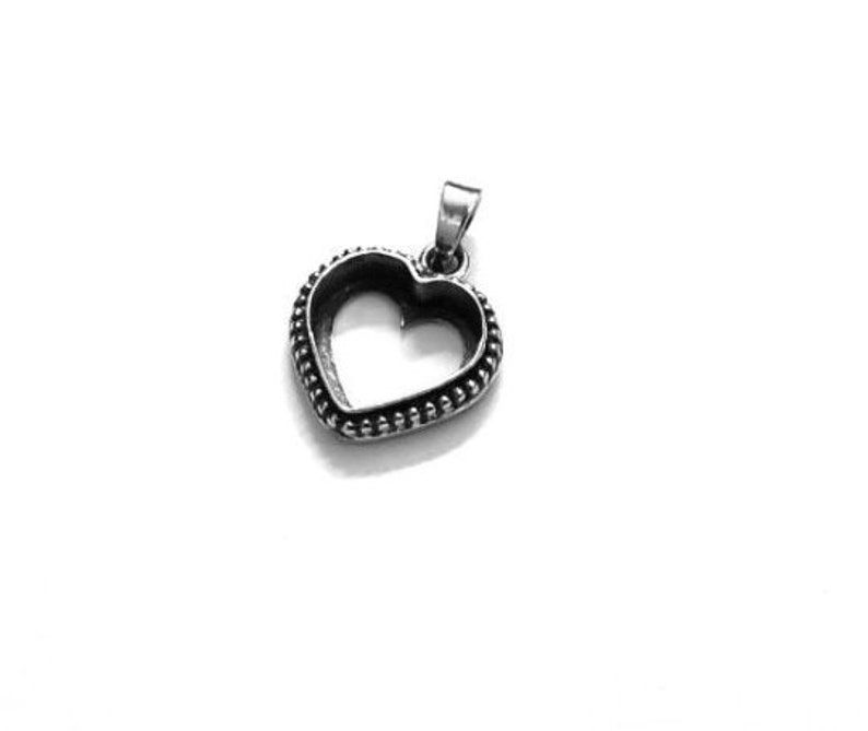 Thumbnail: 925 Sterling Silver Heart Shape Handcrafted Pendant Bezel Setting For Resin Work