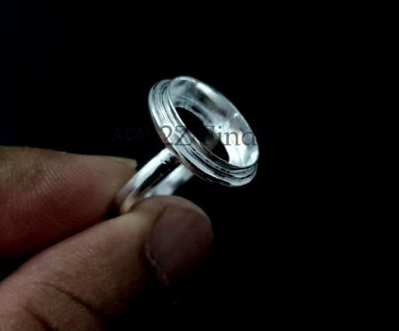 Thumbnail: 925 Sterling Silver Oval Shape Handcrafted Bezel Ring Setting, Bezel For Resin.