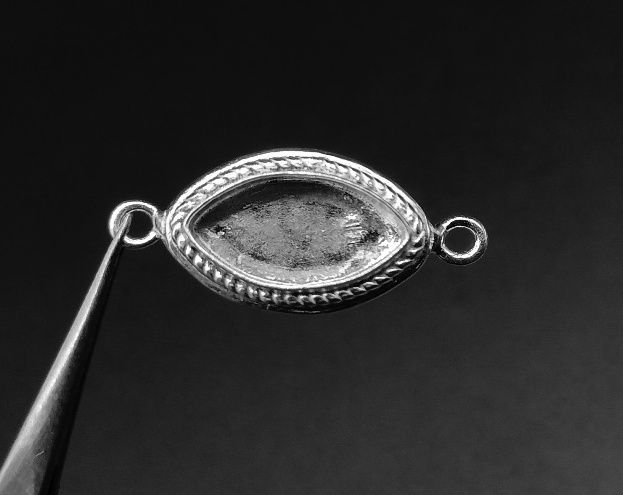Thumbnail: 925 Sterling Silver Marquise Shape Connector Blank Bezel Setting.