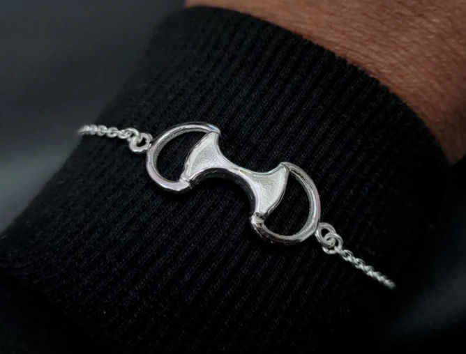 Snaffle Bit Horse Bracelet In 925 Sterling Silver, Good Luck Bracelet.