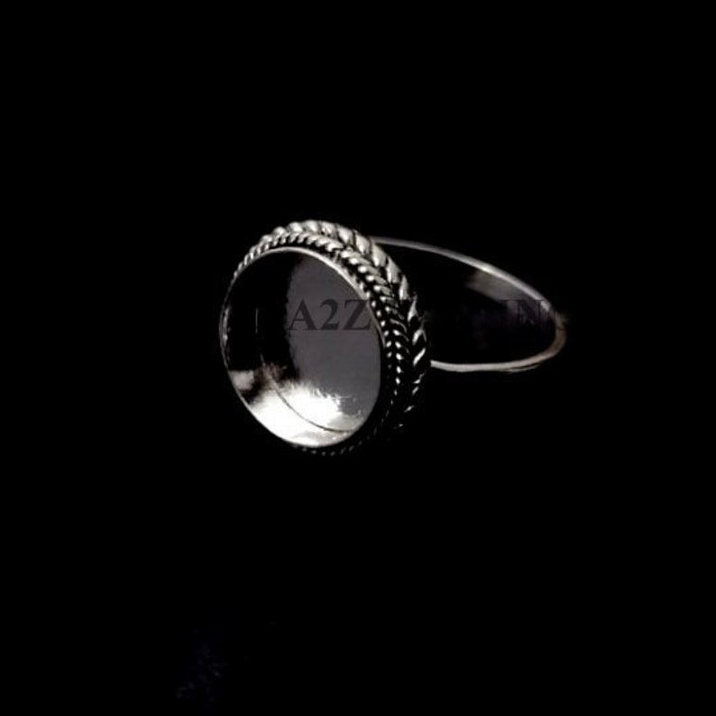 Thumbnail: 925 Sterling Silver Ring For Round Shape Gemstone, Ring Bezel Setting Cup.