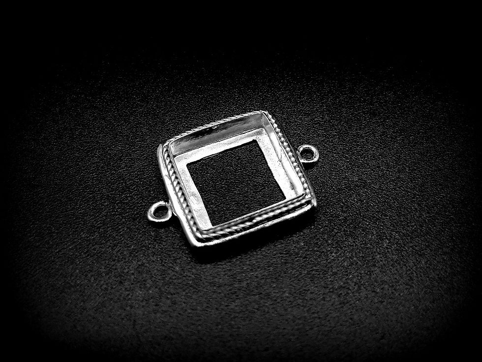 Thumbnail: 925 Sterling Silver Connector Bezel Setting For Square Shape Gemstone,