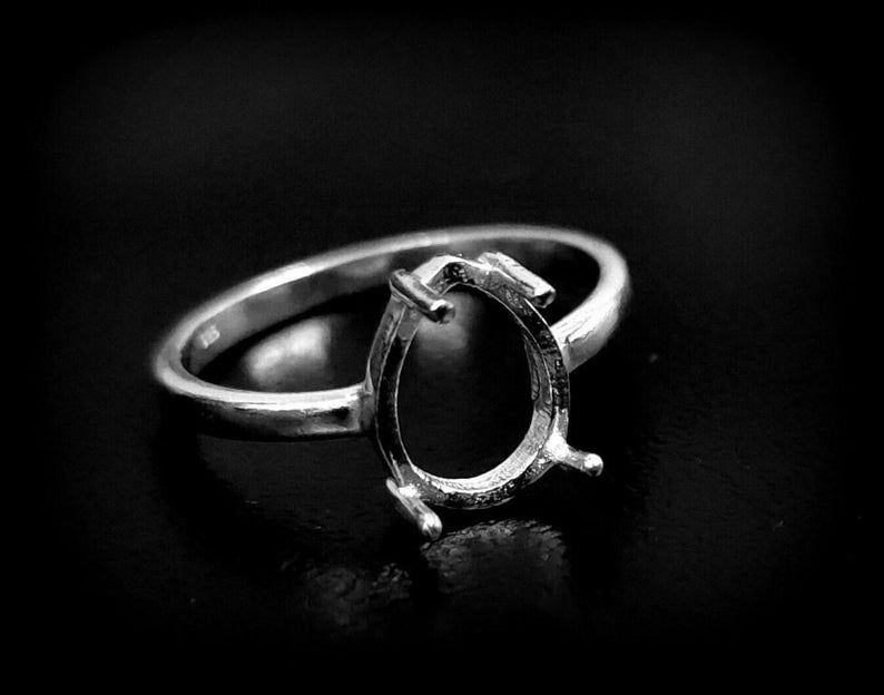 925 Sterling Silver Handmade Bezel Ring Setting For Pear Shape Gemstones,