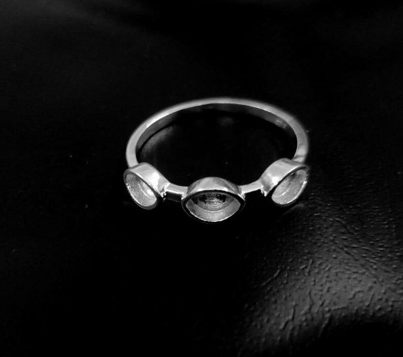 Thumbnail: 925 Sterling Silver Marquise Shape Ring Bezel Setting For Gemstones & Resin Work