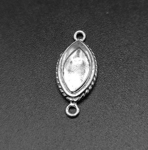 Thumbnail: 925 Sterling Silver Marquise Shape Connector Blank Bezel Setting.