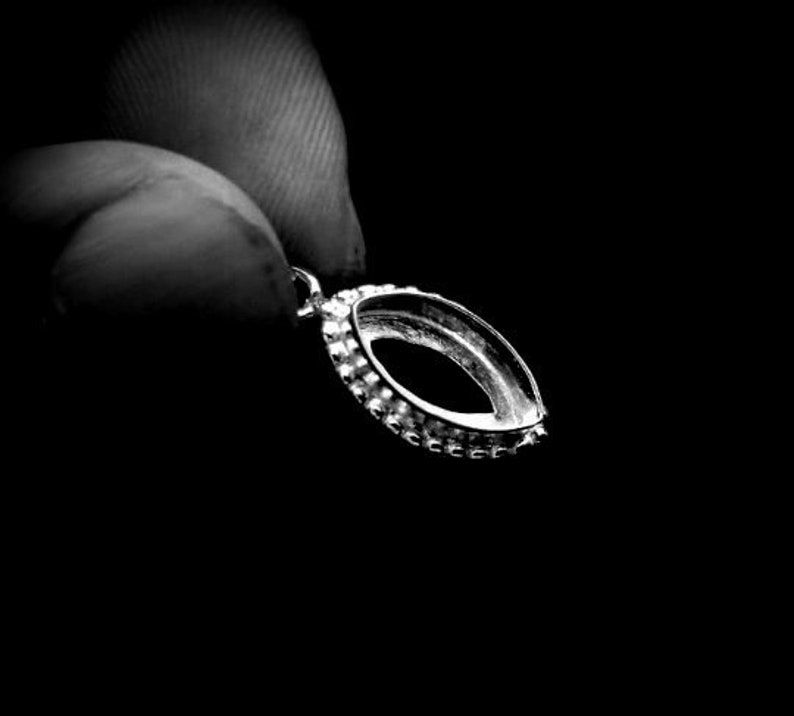Thumbnail: 925 Sterling Silver Marquise Shape Pendant Bezel Setting.