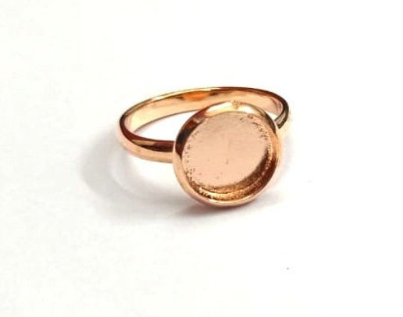 Rose Gold Plated Over 925 Sterling Silver Thick Bezel Round Ring Setting Cup.