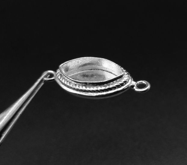 Thumbnail: 925 Sterling Silver Marquise Shape Connector Blank Bezel Setting.