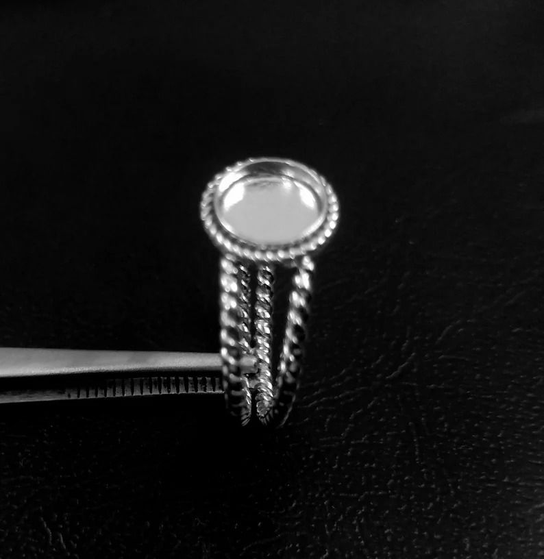 Thumbnail: 925 Sterling Silver Rope Wire Round Shape Ring Setting DIY With Rope Wire Band.