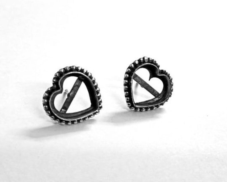 925 Sterling Silver Heart Shape Earring Blank Bezel Setting.