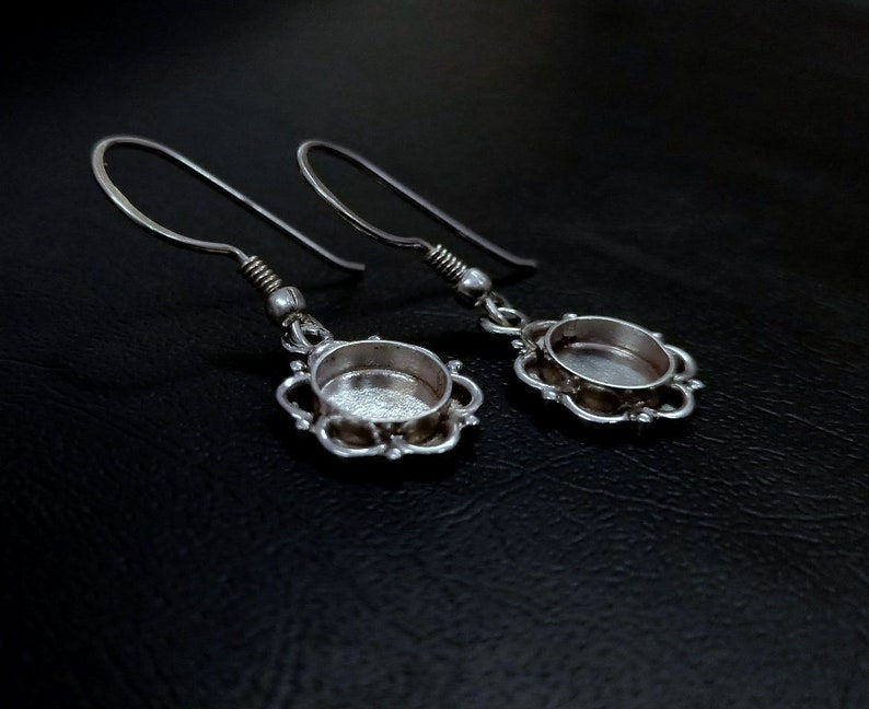 Thumbnail: 925 Sterling Silver Round Shape Earring Blank Bezel Setting, Bezel For Resin.
