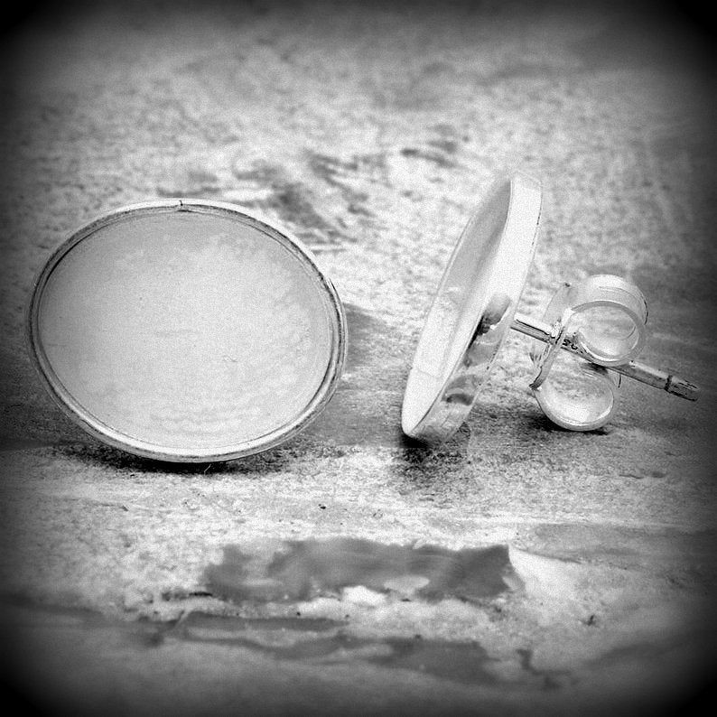 925 Sterling Silver Bezel Cup For Oval Stud Making Designer Metal Casting