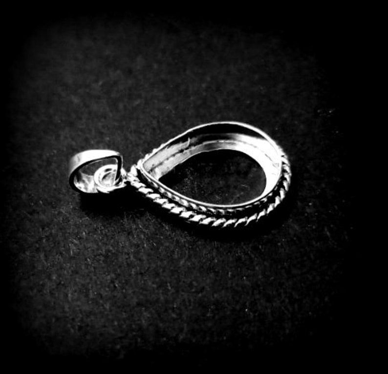 925 Sterling Silver Pendant Setting For Pear Shape Gemstone, Blank Pendant Base.