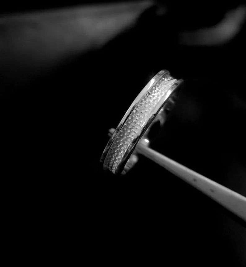 Thumbnail: 925 Sterling Silver 4mm Ring Core Tunnel Ring For Gents, Inlay Resin Rings.