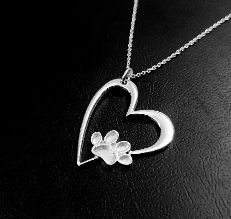 Thumbnail: 925 Sterling Silver Heart Shape Pendant With PAW, Best For Resin, Ashes Work.