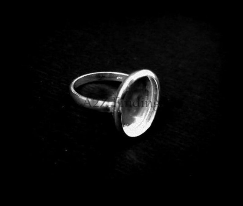 Thumbnail: 925 Sterling Silver Oval Shape Thick Bezel Ring Blank Bezel Setting.