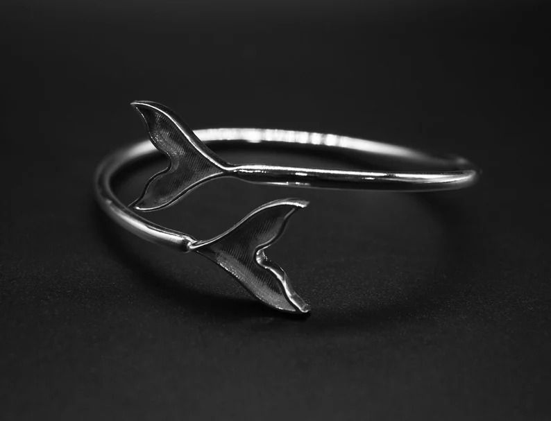 Thumbnail: 925 Sterling Silver Fish Tail Shape Bangle Setting Cup, Fish Tail Bangle DIY.