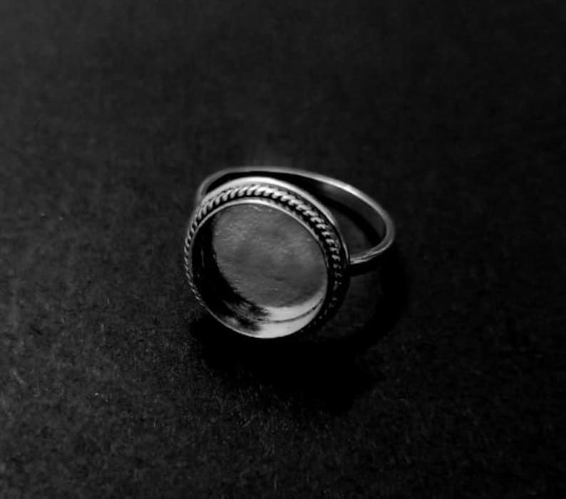 Thumbnail: 925 Sterling Silver Ring For Round Shape Gemstone, Ring Bezel Setting Cup.