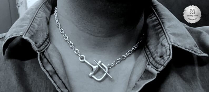 Horse Snaffle Bit Shape Necklace In Solid 925 Sterling Silver,Good Luck Necklace