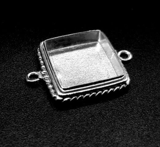 925 Sterling Silver Connector Bezel Setting For Square Shape Gemstone,