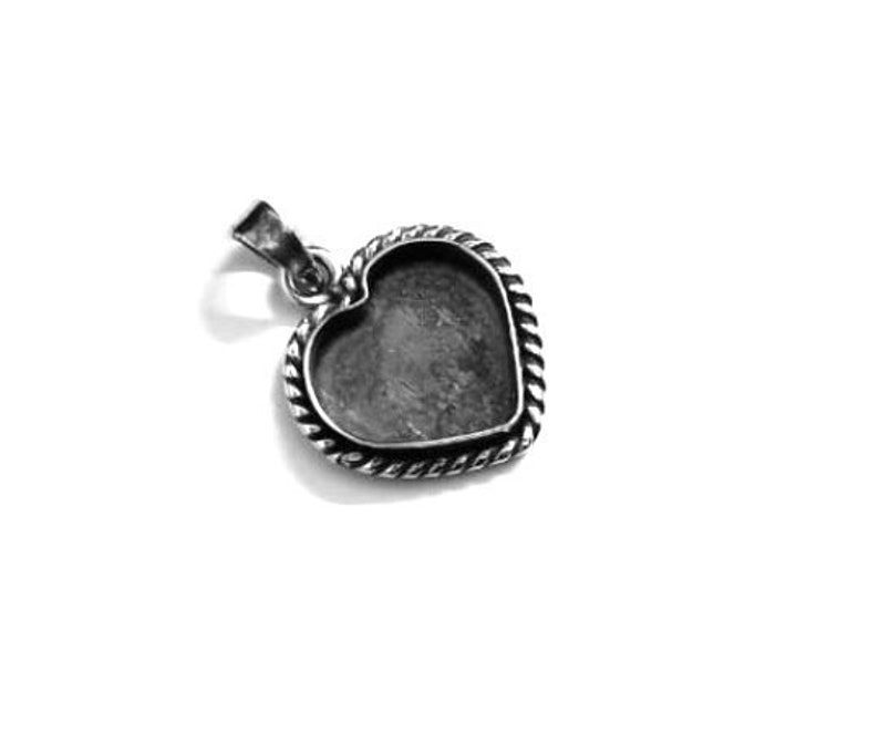 Thumbnail: 925 Sterling Silver Heart Shape Handcrafted Pendant Bezel Setting For Resin Work