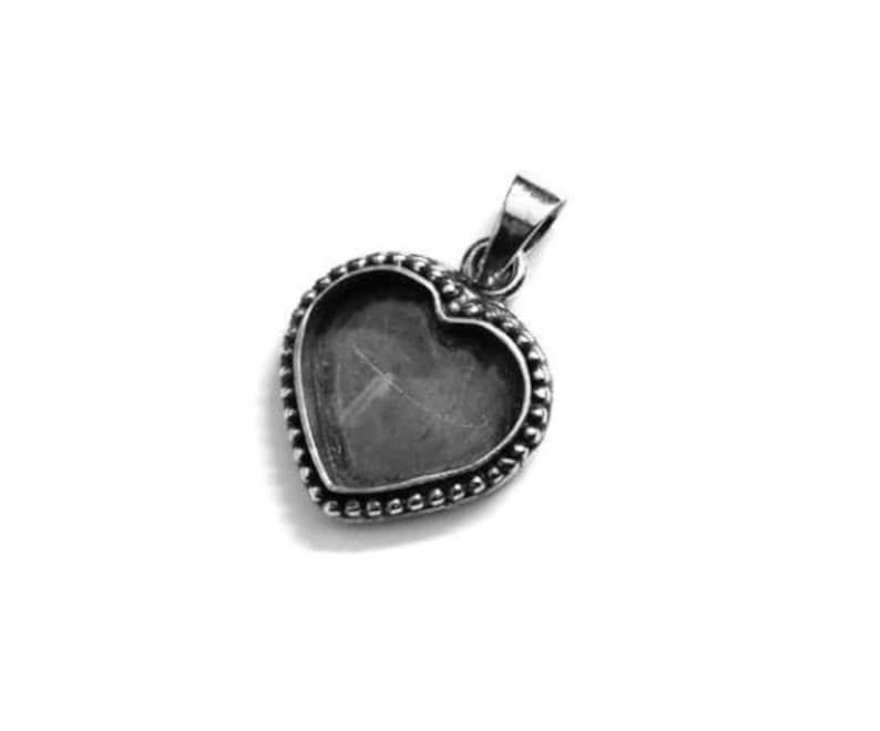 925 Sterling Silver Heart Shape Handcrafted Pendant Bezel Setting For Resin Work