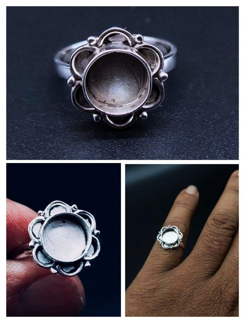 Thumbnail: 925 Sterling Silver Round Ring Bezel Setting Cup For Resin And Gemstones Work.
