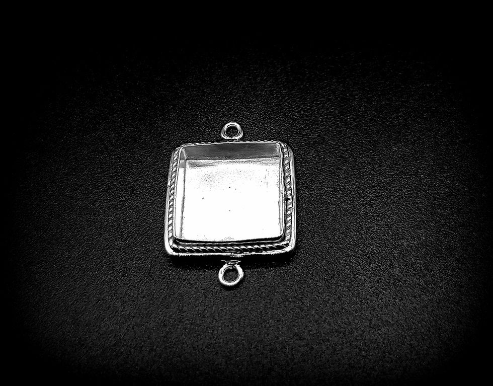 Thumbnail: 925 Sterling Silver Connector Bezel Setting For Square Shape Gemstone,