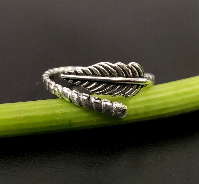 Thumbnail: 925 Sterling Silver Leaf Band Adjustable Ring, Gift For Her, Light Weight Ring.
