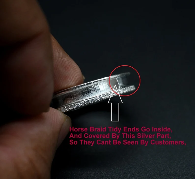 Thumbnail: 925 Sterling Silver Horsehair Ring, Inlay Ring, Tunnel Ring.