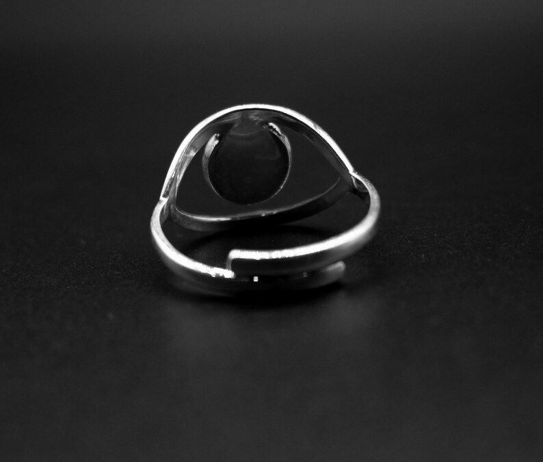 Thumbnail: 925 Sterling Silver Evil Eye Ring Bezel Diy For 8MM Round Shape Gemstone,