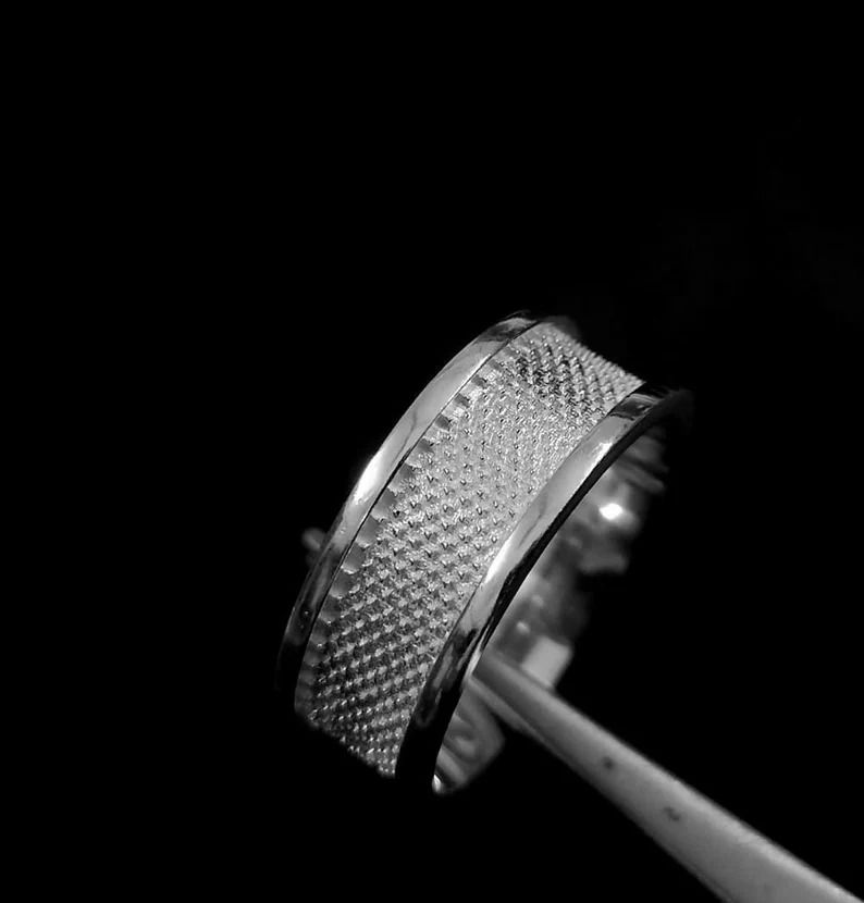 Thumbnail: 925 Sterling Silver 8mm Ring Core Tunnel Ring For Gents, Inlay Resin Rings.