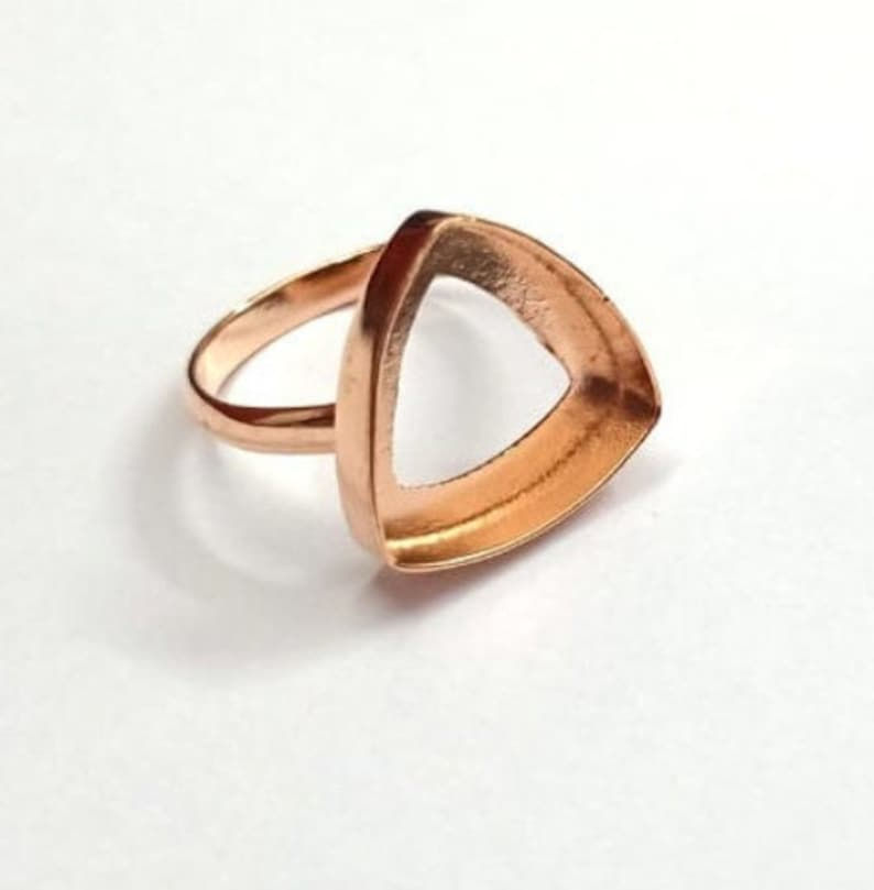 Rose Gold Plated Over 925 Sterling Silver Blank Trillian Shape Ring Setting Cup.