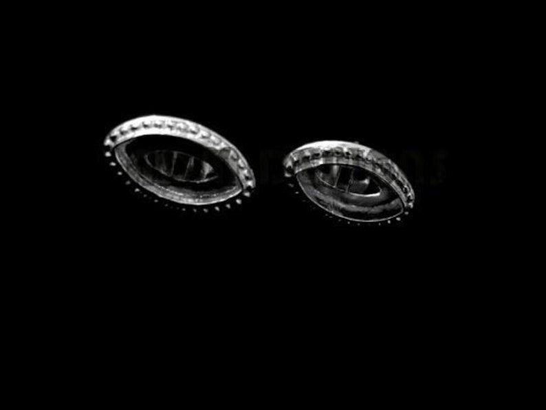 925 Sterling Silver Marquise Shape Studs Bezel Setting.
