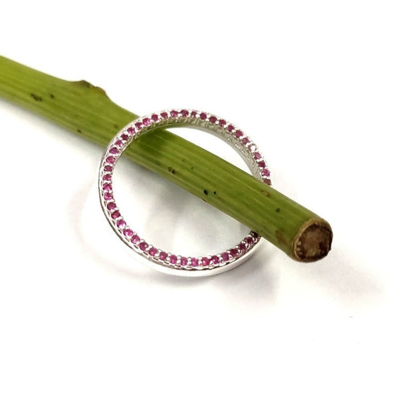 Thumbnail: 925 Sterling Silver Ring With Pink CZ Gemstone, Customized Ring, Eternity Ring.