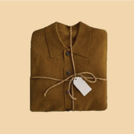 Men's cashmere brushed wool polo sweater yellow ochre color