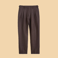 Double-pleated trousers in linen-cotton blend, charcoal