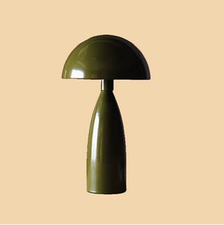 Green metal vase mushroom lamp mid century style