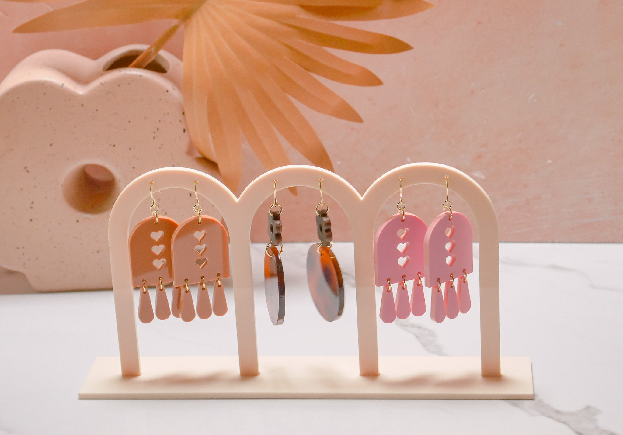 Arch Acrylic Earring Stand  | Peach