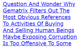 Question And Wonder Why Gematrix Filters Out The Most Obvious References To Activities Of Buying