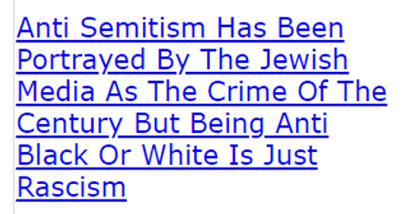 Anti Semitism Has Been Portrayed By The (FAKE) Jewish Media As The Crime Of The Century But Being