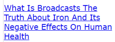 What Is Broadcasts The Truth About Iron And Its Negative Effects On Human Health