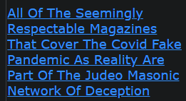 All Of The Seemingly Respectable Magazines That Cover The Covid Fake Pandemic As Reality Are Part Of The Judeo Masonic Network Of Deception