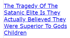 The Tragedy Of The Satanic Elite Is They Actually Believed They Were Superior To Gods Children